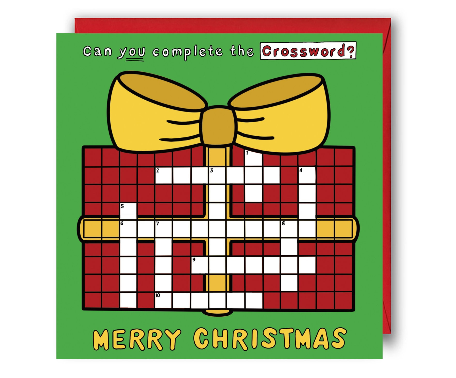 Kids Christmas Card, Christmas Crossword Puzzle Card. Christmas with Crossword Puzzle Christmas Card