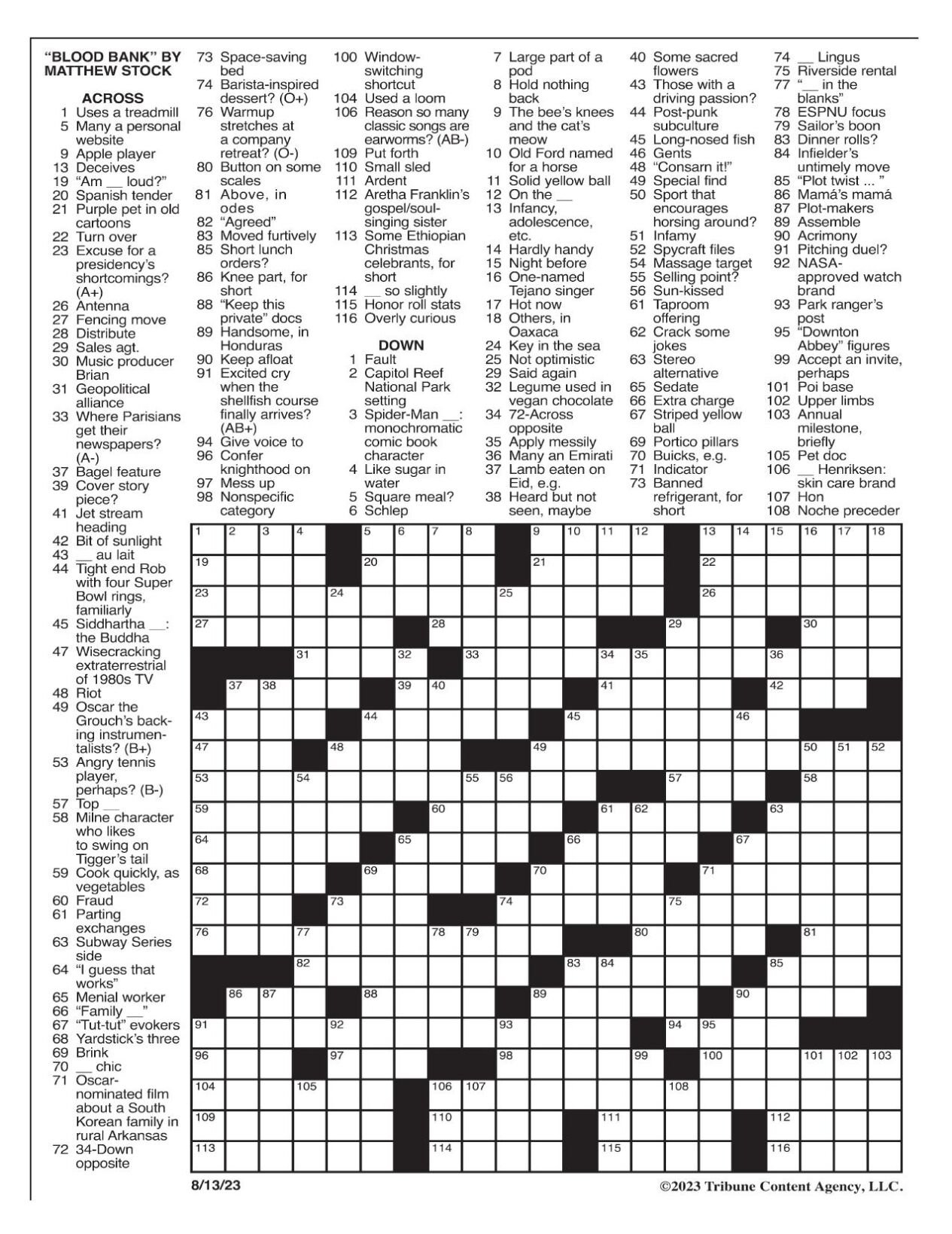 la times crossword aug 13 2023 crosswords yakimaherald pertaining to la christmas setting crossword La Times Crossword: Aug. 13, 2023 | Crosswords | Yakimaherald pertaining to La Christmas Setting Crossword