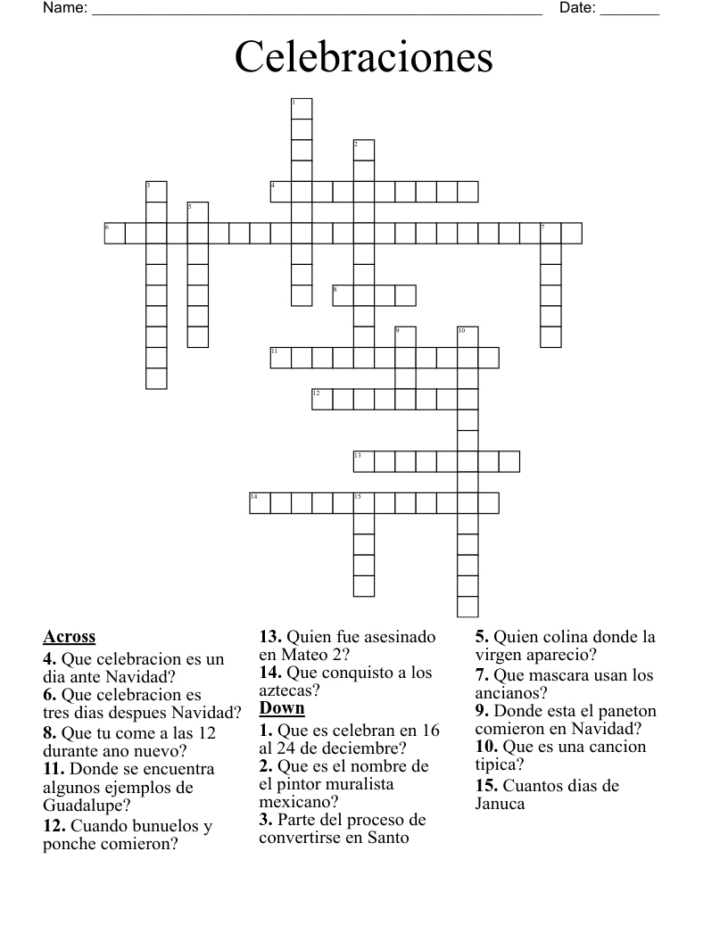 Posadas Christmas Tradition Crossword Posadas Christmas Tradition Crossword