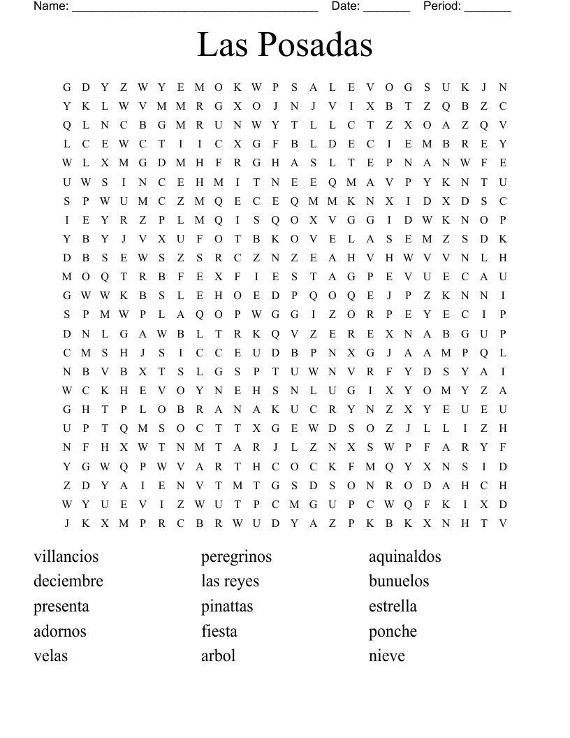 las posadas word search wordmint with posadas christmas tradition crossword Las Posadas Word Search - Wordmint with Posadas Christmas Tradition Crossword