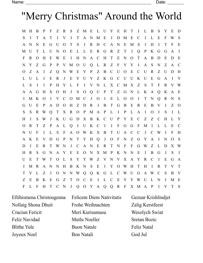 merry christmas around the world word search wordmint intended for christmas around the world crossword puzzle Merry Christmas" Around The World Word Search - Wordmint intended for Christmas Around the World Crossword Puzzle