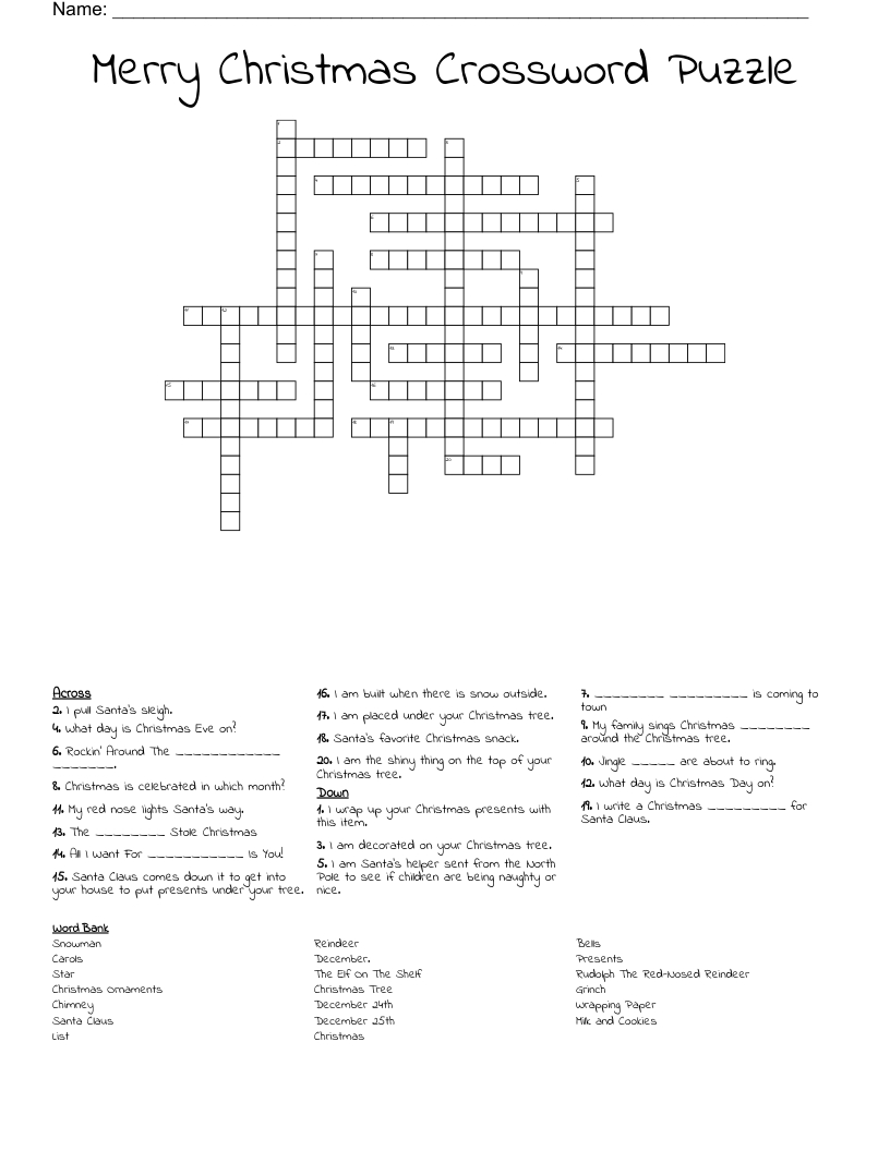 merry christmas crossword puzzle wordmint inside christmas crossword with answer key Merry Christmas Crossword Puzzle - Wordmint inside Christmas Crossword With Answer Key