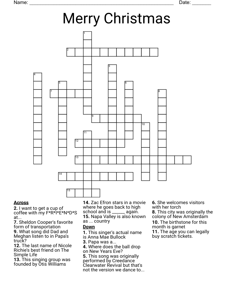 Merry Christmas Crossword - Wordmint intended for Listen to Christmas Carols Crossword