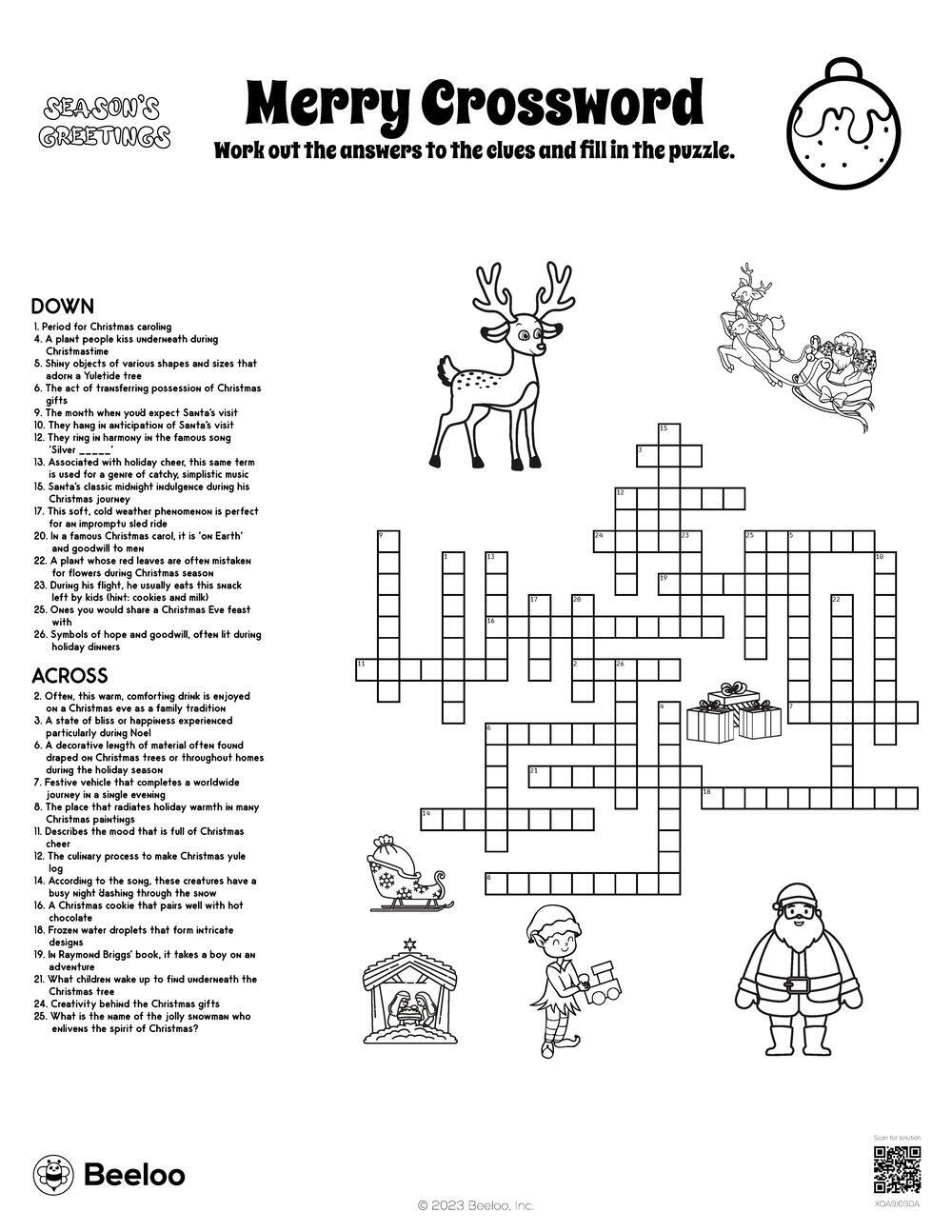 Merry Crossword • Beeloo Printable Crafts And Activities For Kids regarding Plant In Many Christmas Song Crossword