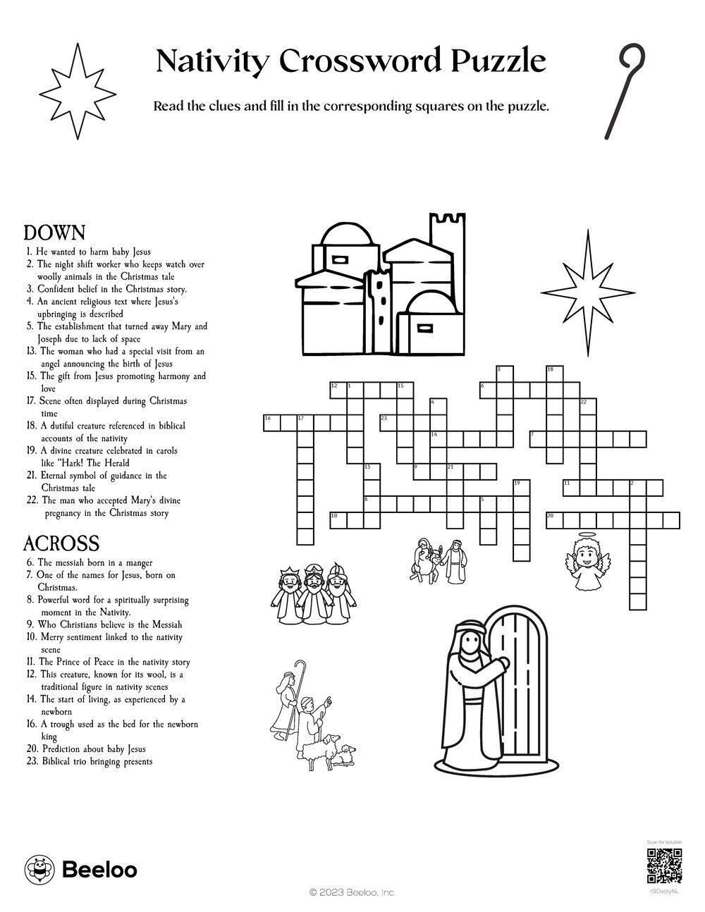 nativity crossword puzzle beeloo printable crafts and activities throughout traditional christmas sentiment crossword Nativity Crossword Puzzle • Beeloo Printable Crafts And Activities throughout Traditional Christmas Sentiment Crossword