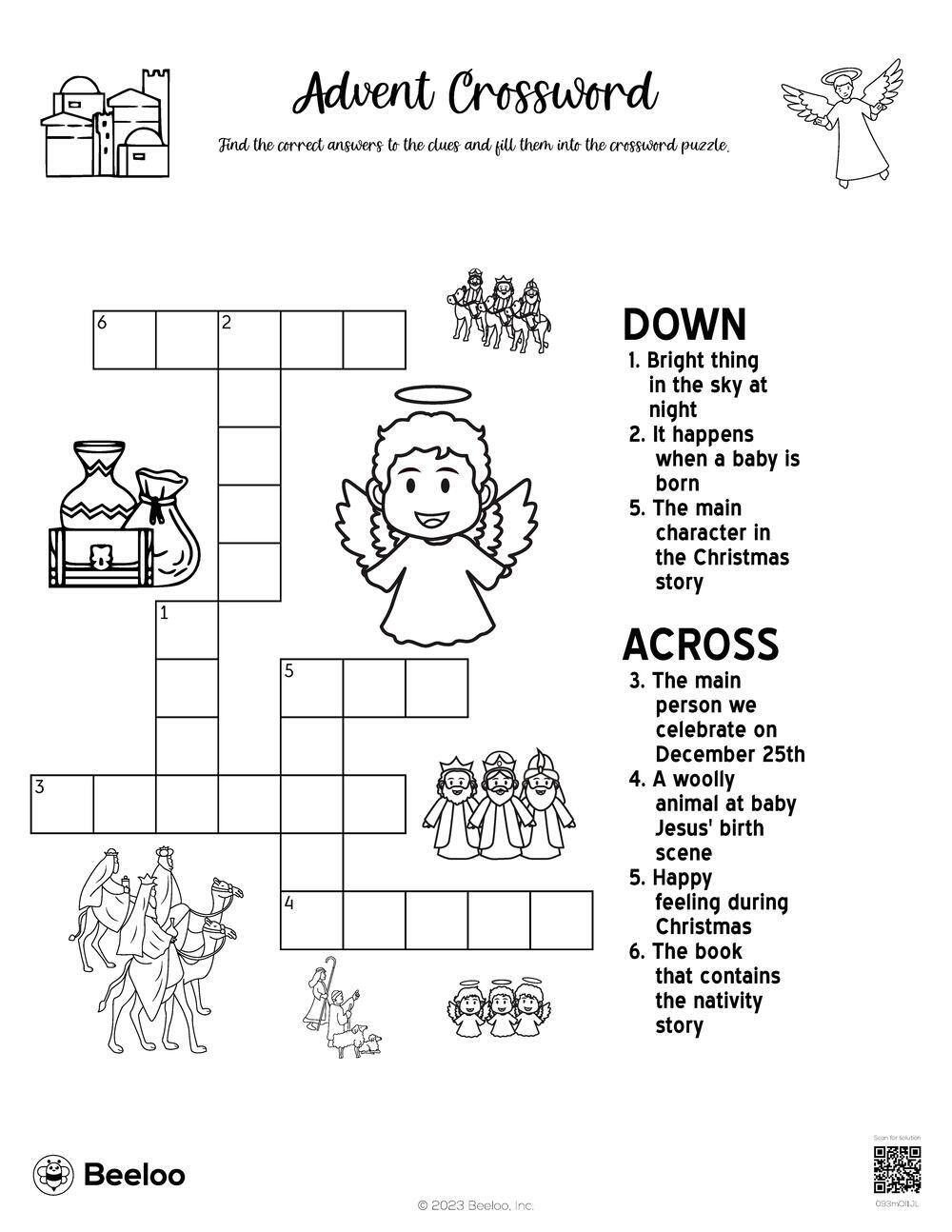 Nativity-Themed Crossword Puzzles • Beeloo Printable Crafts And with Catholic Christmas Crossword Puzzle to Print