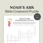 Noah'S Ark Activity For Youth,Bible Crossword Puzzle,Bible Study Pertaining To Prize In A Christmas Story Crossword Clue