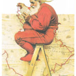 Norman Rockwell Print "Santa Claus Plans His Trip" Christmas Intended For Santa&#039;s Route On Christmas Eve Nyt Crossword
