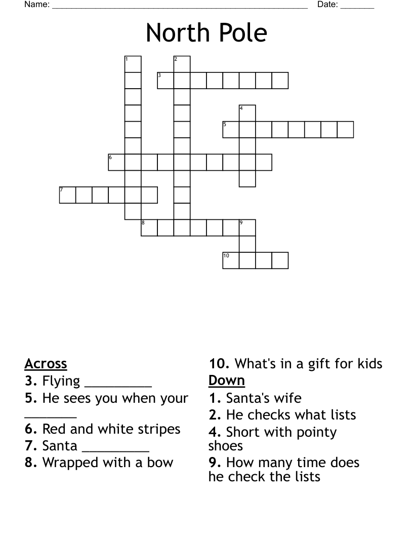 North Pole Crossword - Wordmint inside Christmas at the North Pole Crossword