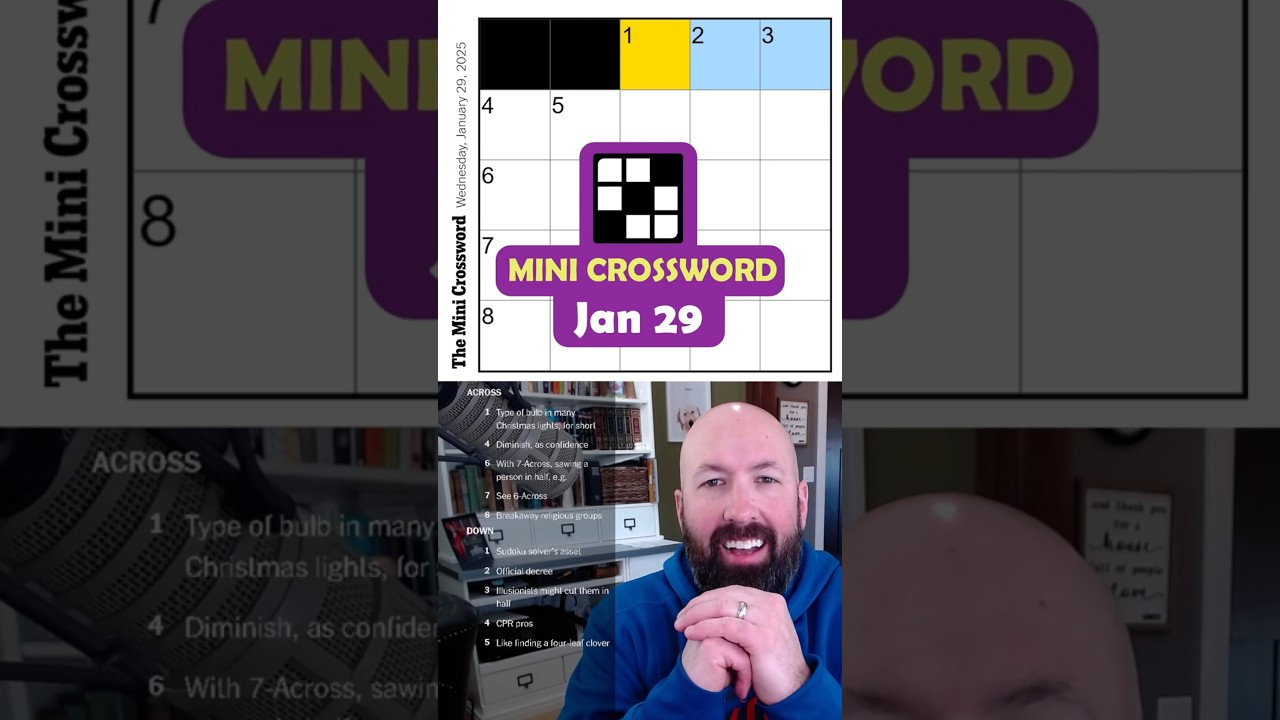 Nyt Mini Crossword - Jan 29 - Youtube throughout Type of Bulb in Christmas Lights Nyt Crossword