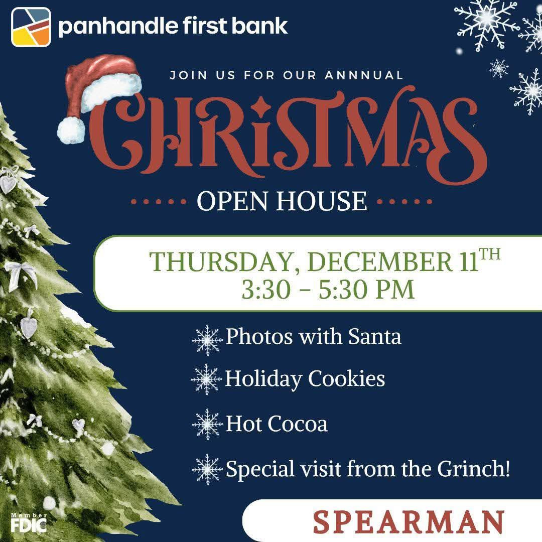 Panhandle First Bank Christmas Open House December 11 in Christmas Eve Visitor Crossword Clue