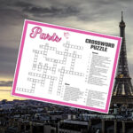 Paris Crossword Puzzle Printable Game, Fun Travel Theme Birthday Activity,  Love France City, French Gathering Word Game Pdf, Parisian Party Pertaining To Christmas In Paris Crossword
