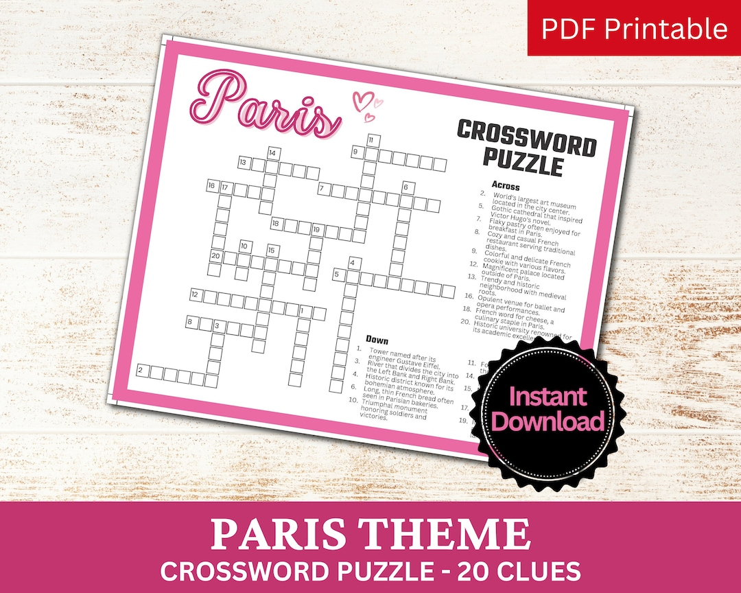 paris crossword puzzle printable game fun travel theme birthday with christmas in paris crossword clue Paris Crossword Puzzle Printable Game, Fun Travel Theme Birthday with Christmas In Paris Crossword Clue