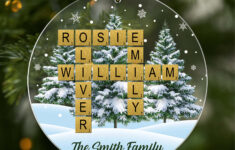 Personalised Acrylic Christmas Crossword Puzzle Ornament For Family regarding Christmas Ornament Crossword Clue