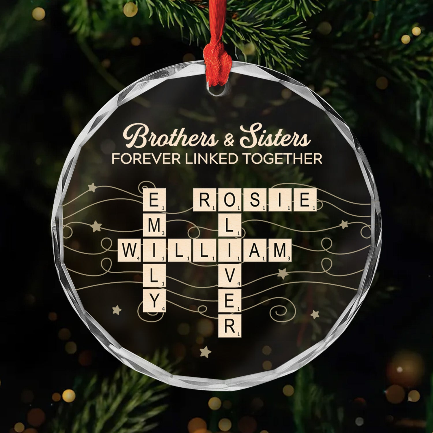 Personalised Glass Crossword Christmas Ornament For Brothers pertaining to Christmas Tree Decorations Crossword
