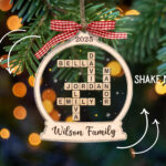 Personalized Christmas Ornament, Custom Family Christmas Ornament Regarding Christmas Tree Topper Crossword