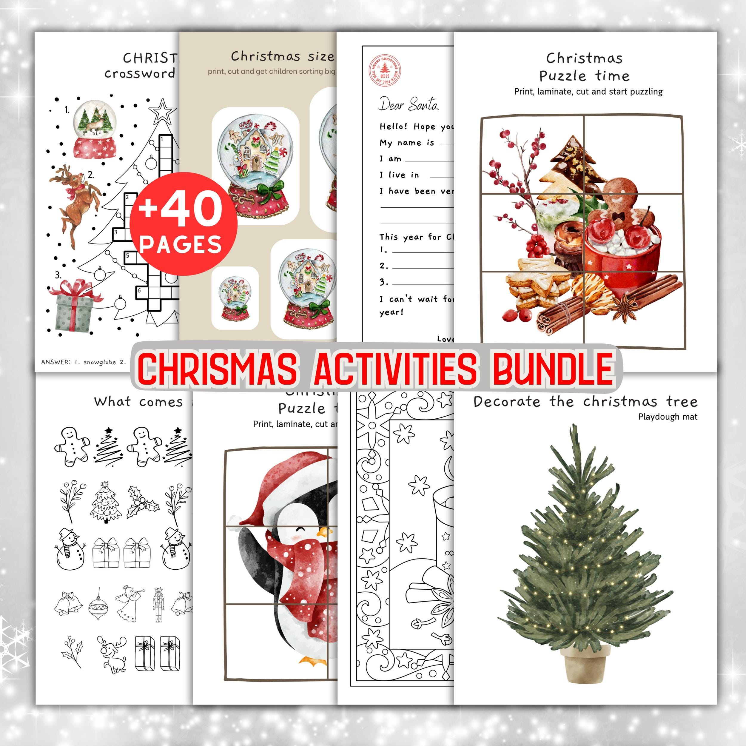 Printable Christmas Activity Bundle, Kid&amp;#039;S Activities, Christmas regarding Christmas Poem Opener Crossword