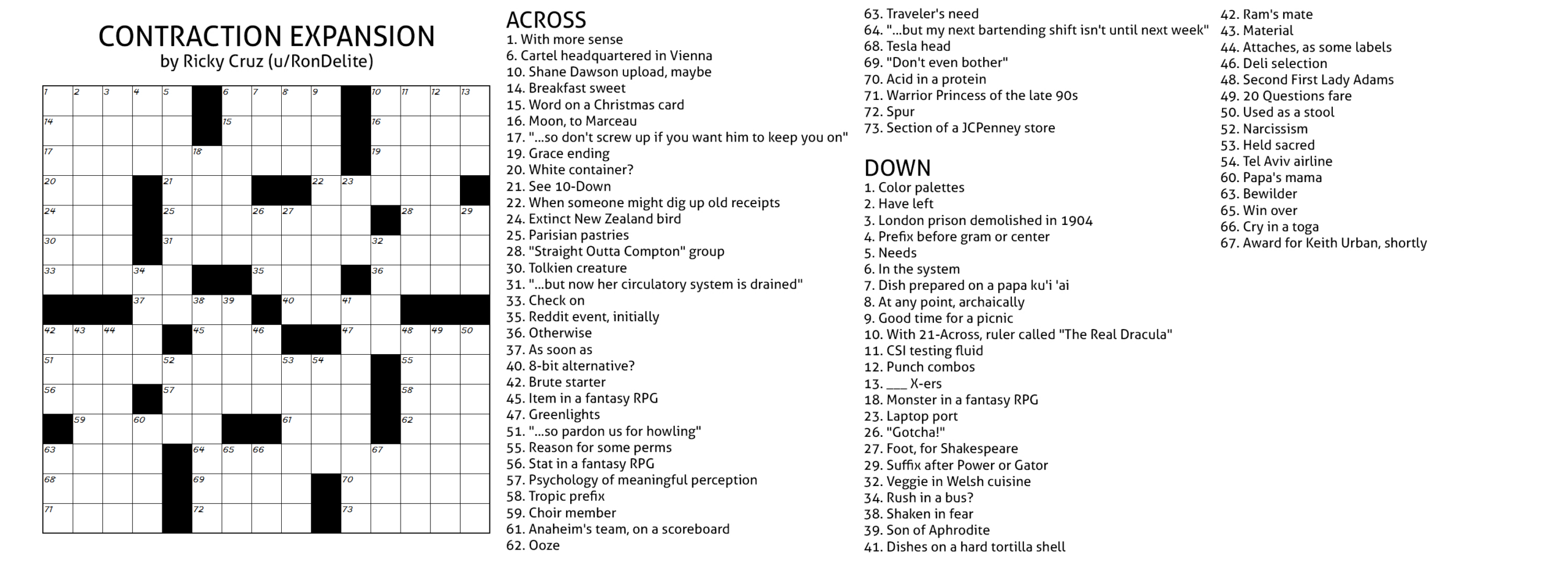 Puzzle: Contraction Expansion : R/Crossword regarding Christmas Contraction Crossword Clue