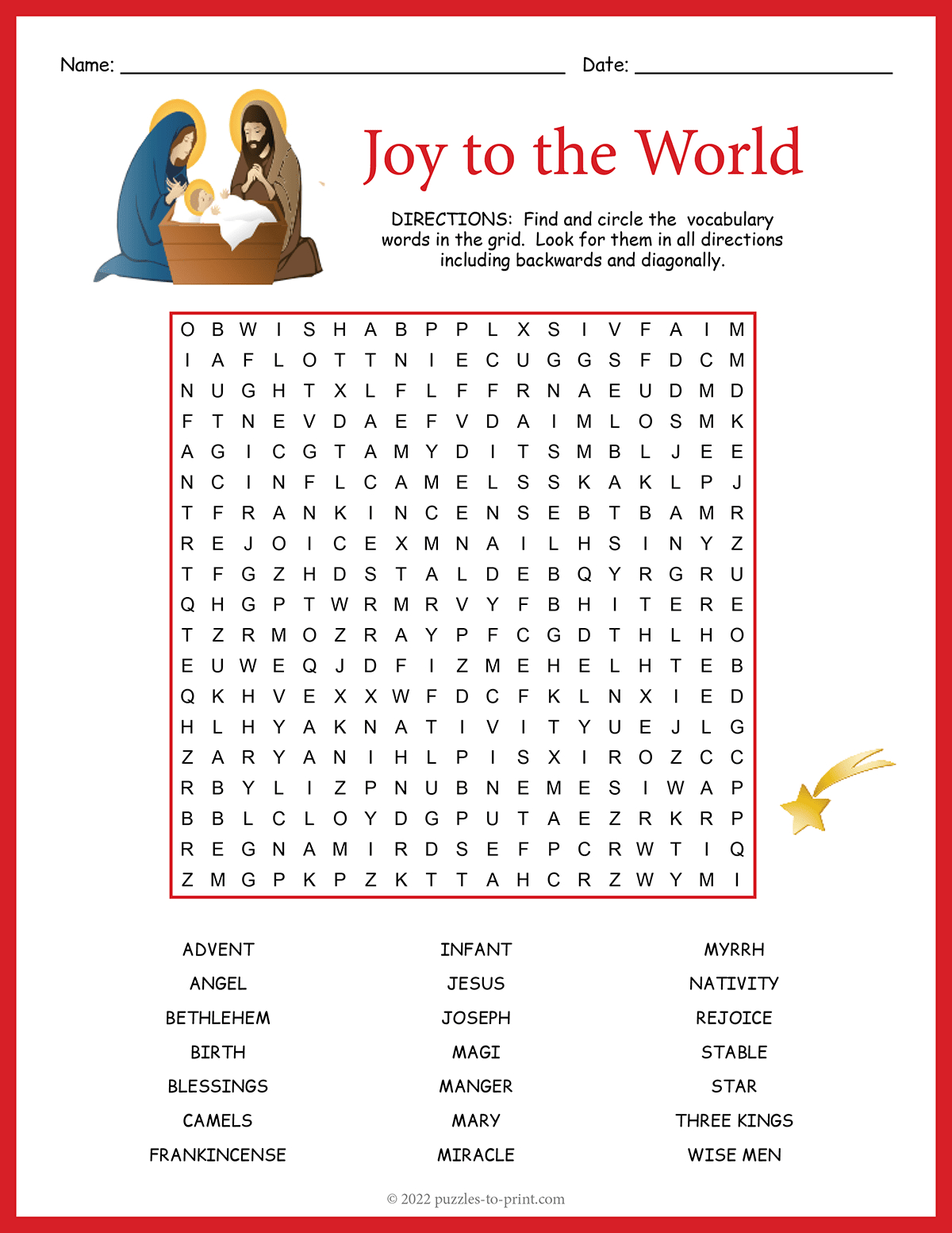 Religious Christmas Word Search inside Catholic Christmas Crossword Puzzle to Print