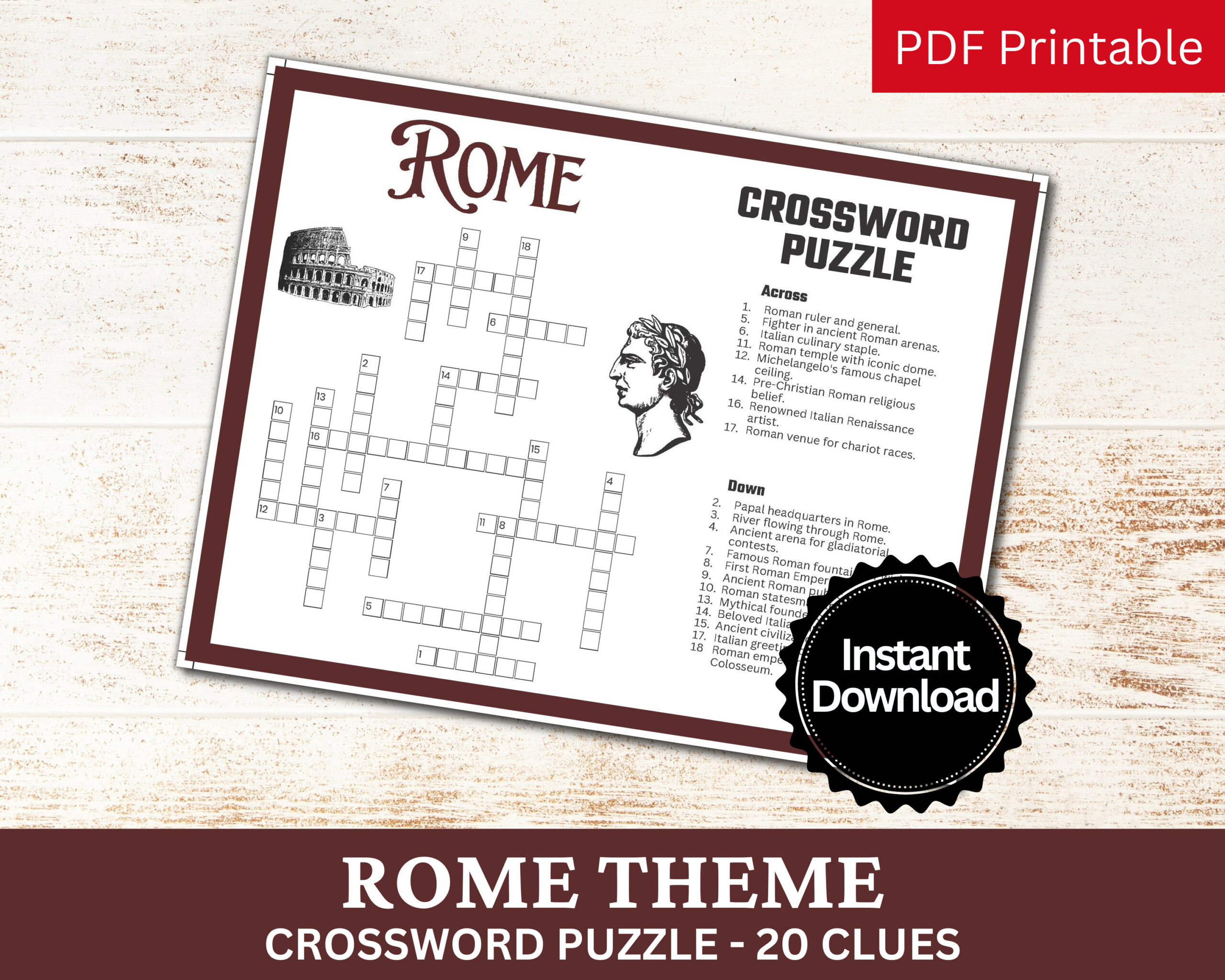 Rome Crossword Puzzle Printable Game, Fun Travel Club Theme regarding Christmas In Rome Crossword Clue