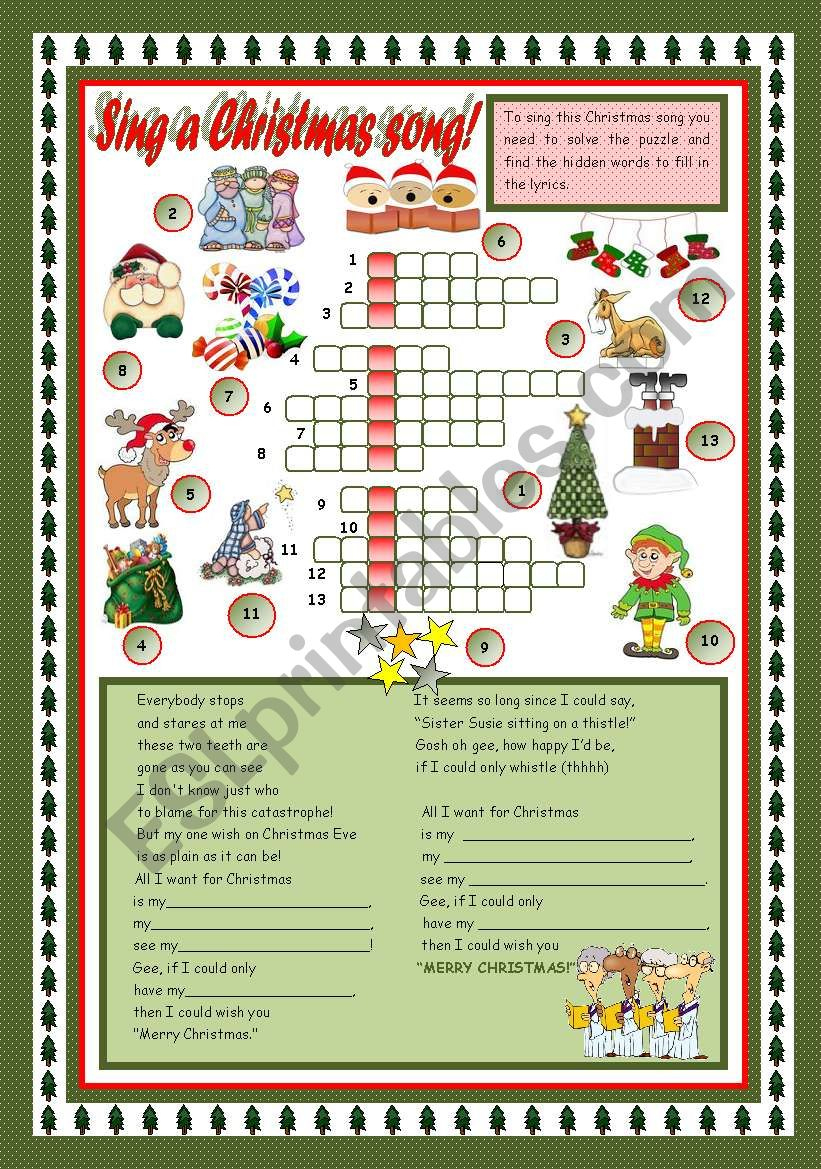 sing a christmas song esl worksheetmariaolimpia inside sing a song christmas crossword puzzle Sing A Christmas Song! - Esl Worksheetmariaolimpia inside Sing A Song Christmas Crossword Puzzle