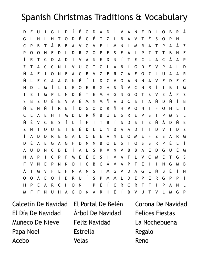 spanish christmas traditions vocabulary word search wordmint within christmas crossword puzzle in spanish Spanish Christmas Traditions & Vocabulary Word Search - Wordmint within Christmas Crossword Puzzle In Spanish