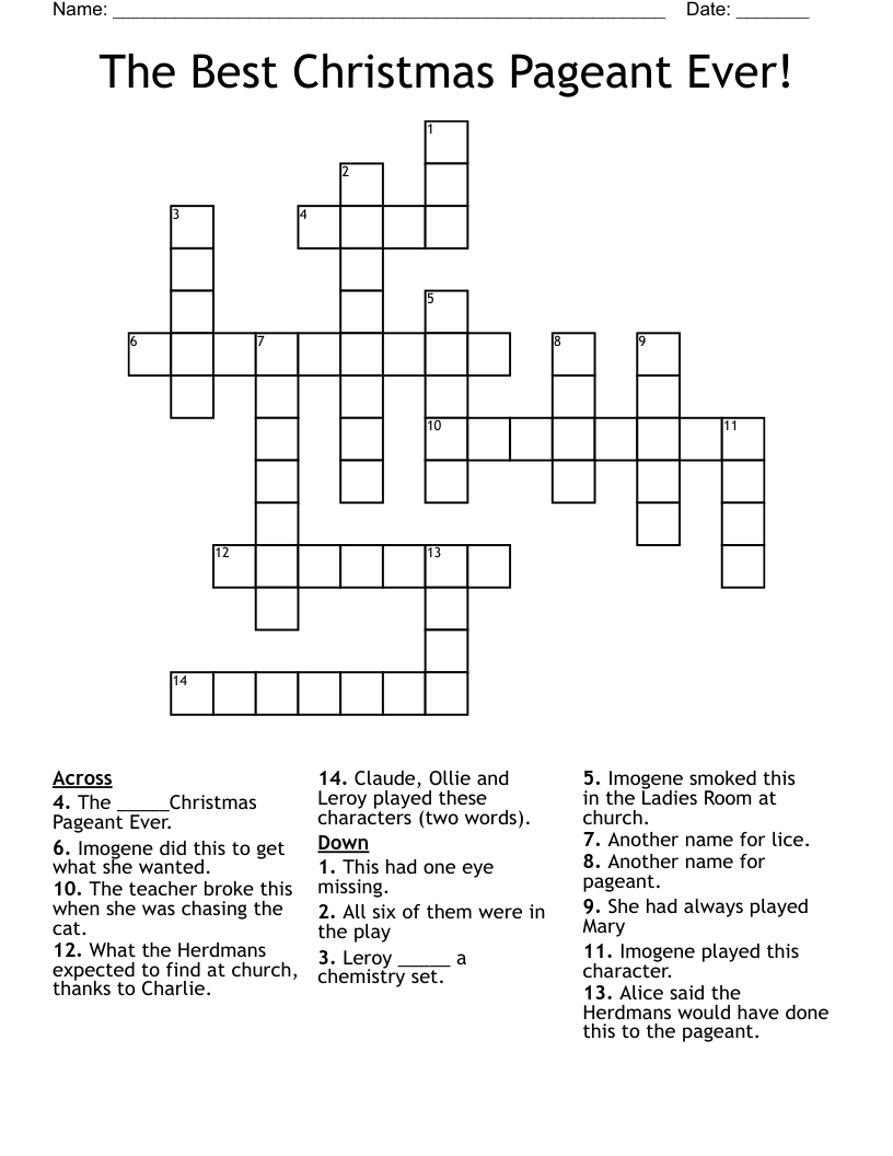the best christmas pageant ever crossword wordmint regarding the best christmas pageant ever crossword puzzle The Best Christmas Pageant Ever! Crossword - Wordmint regarding The Best Christmas Pageant Ever Crossword Puzzle