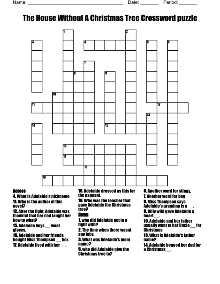 Christmas Tree Crossword Answers