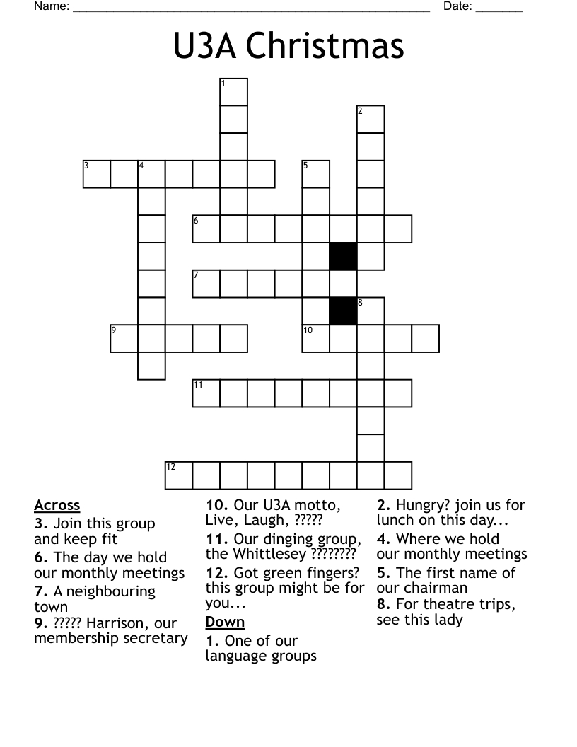 u3a christmas crossword wordmint intended for group on the 11th day of christmas crossword U3A Christmas Crossword - Wordmint intended for Group On The 11Th Day Of Christmas Crossword
