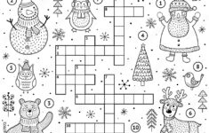 Vetor Merry Christmas Crossword Game For Kids. Black And White in A Merry Christmas Crossword