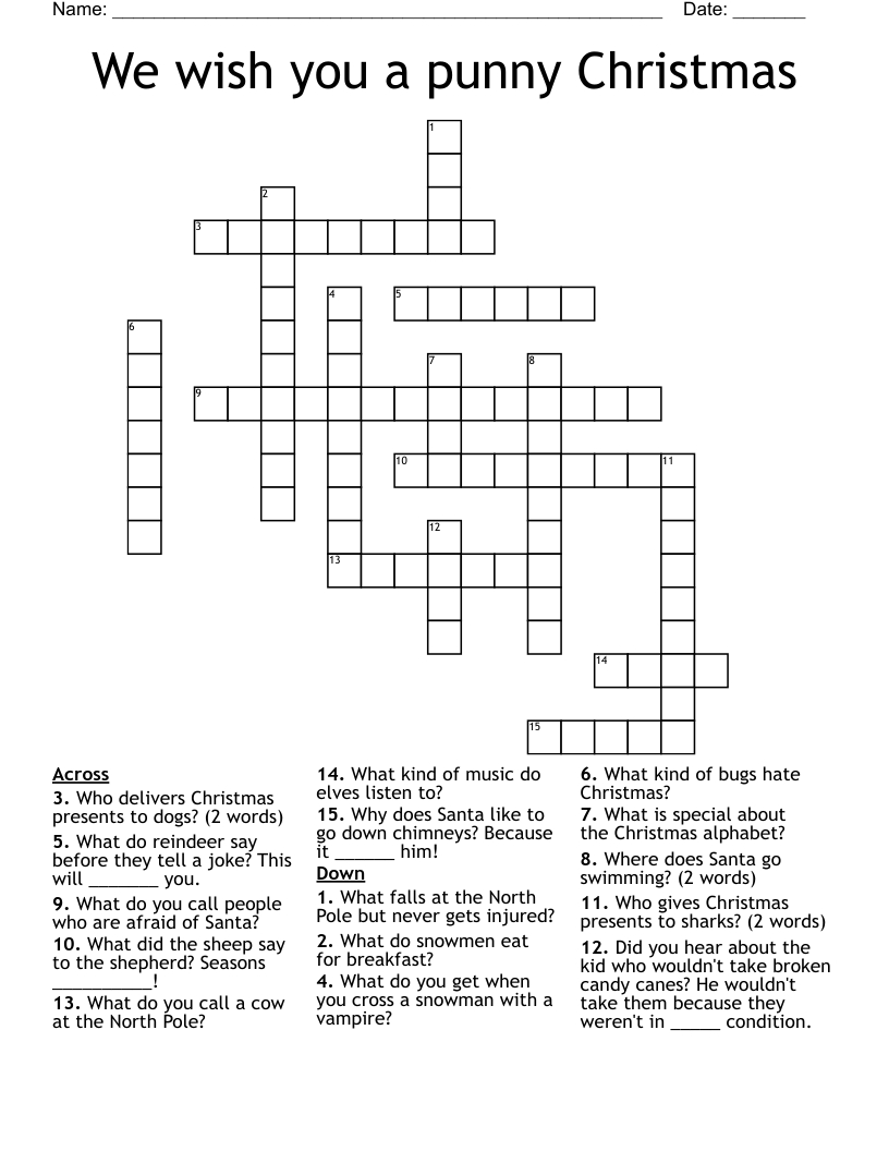 we wish you a punny christmas crossword wordmint in white christmas wish crossword We Wish You A Punny Christmas Crossword - Wordmint in White Christmas Wish Crossword
