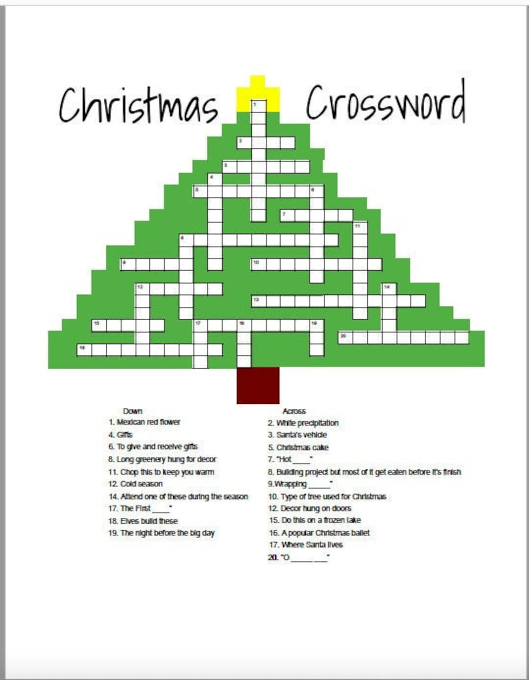 weihnachten kreuzwortratsel etsy de within christmas tree type crossword clue Weihnachten Kreuzworträtsel - Etsy.de within Christmas Tree Type Crossword Clue