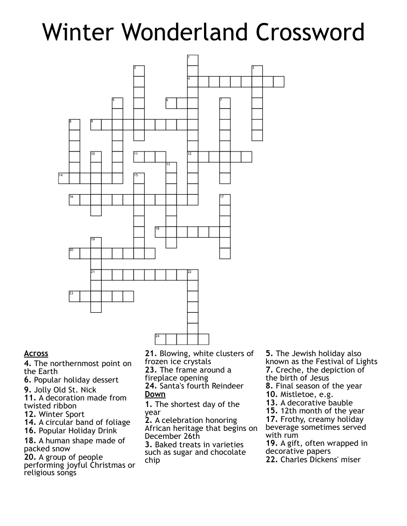 Winter Wonderland Crossword - Wordmint with regard to Christmas Baubles Often Crossword Clue